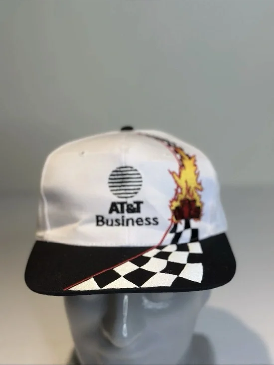 AT&T Business White & Black Racing Patch Cap - Picture 1 of 5